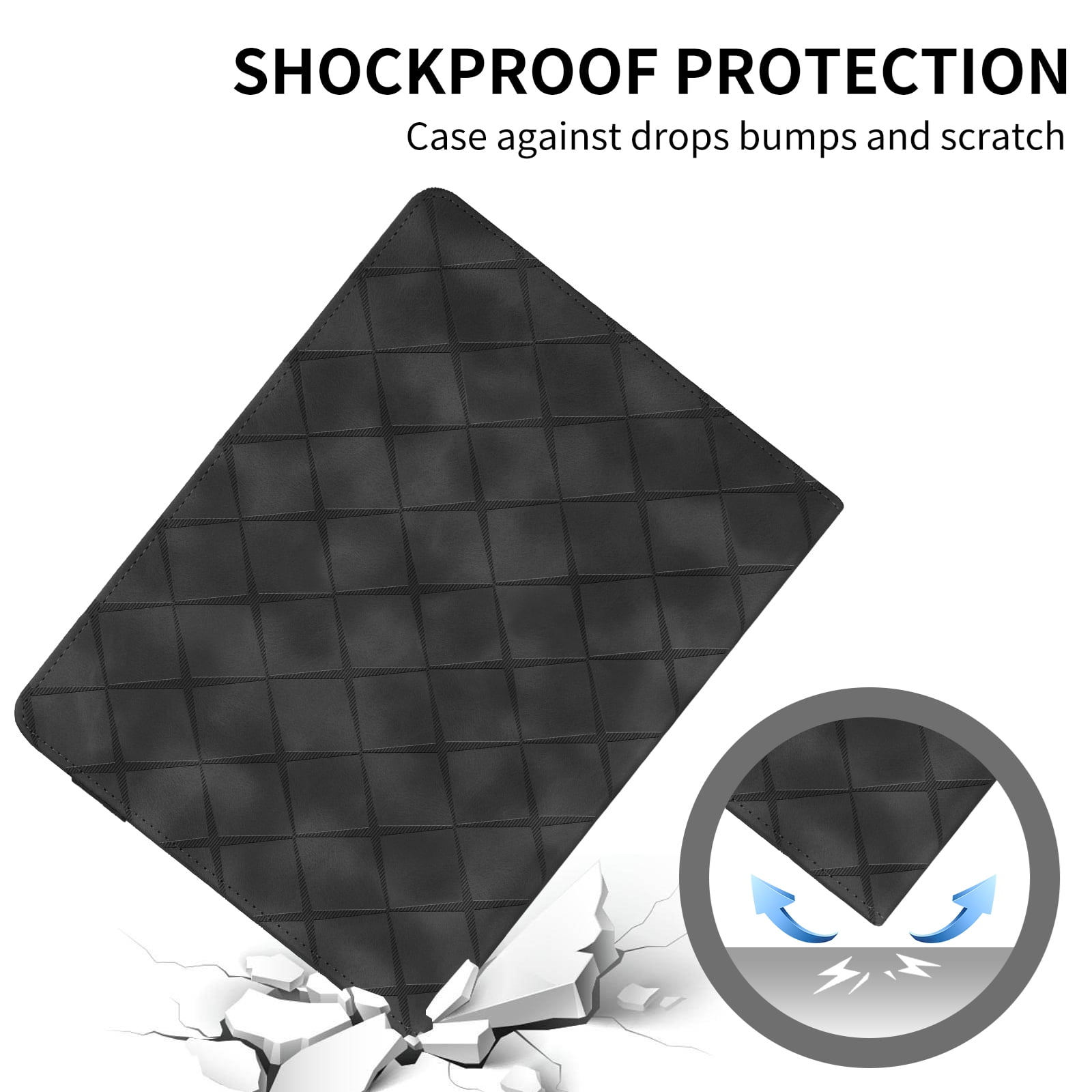 ELEHOLD Case for Apple iPad 11th 10th Gen, PU Leather Case with Pencil Holder,Shockproof Soft TPU Folio Stand Cover,Black