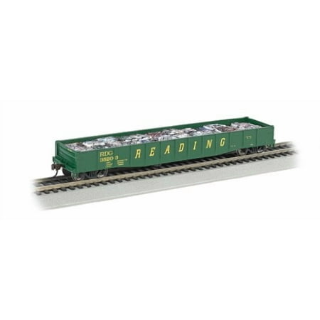 Bachmann Industries HO Scale Reading 50' 6" Drop-End Gondola with Load (Crushed Cars), Green/Yellow