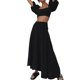 thumbnail image 4 of VISgogo Falda larga ahumada para mujer, falda con abertura de color sólido de cintura alta informal de verano para adultos VISgogo moda, 4 of 8