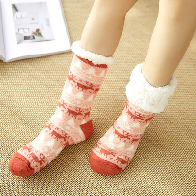 Womens Slipper Fuzzy Socks Non Slip Winter Warm Soft Fluffy Cozy Fleece Lining Home Socks,Color15