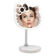 IMPRESSIONS Hello Kitty LED Rechargeable Makeup Mirror with 360 Degree Rotation, Touch Sensor Desk Mirror with Light Strip and Adjustable Brightness