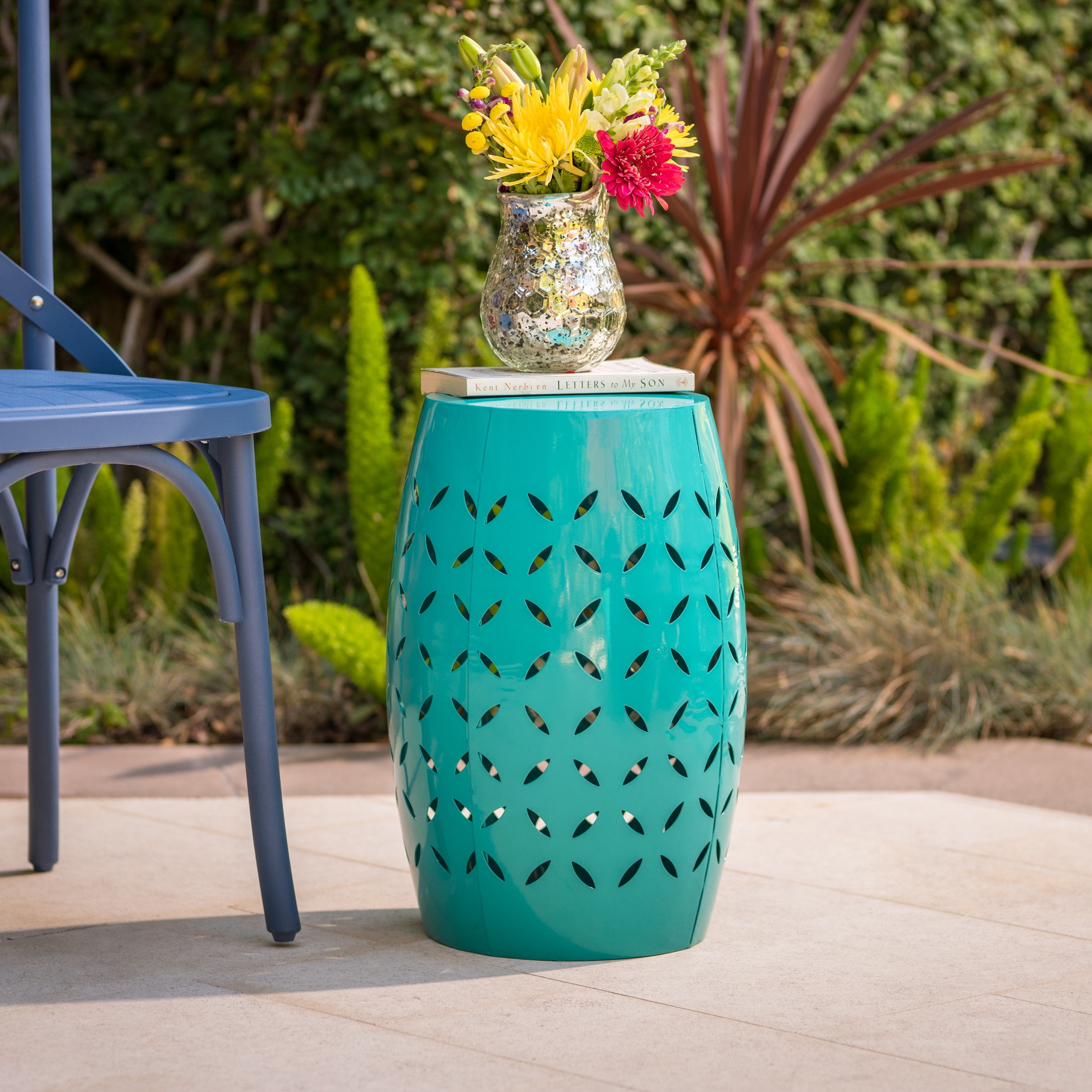 Lilac Outdoor 12" Teal Iron Side Table Walmart Canada