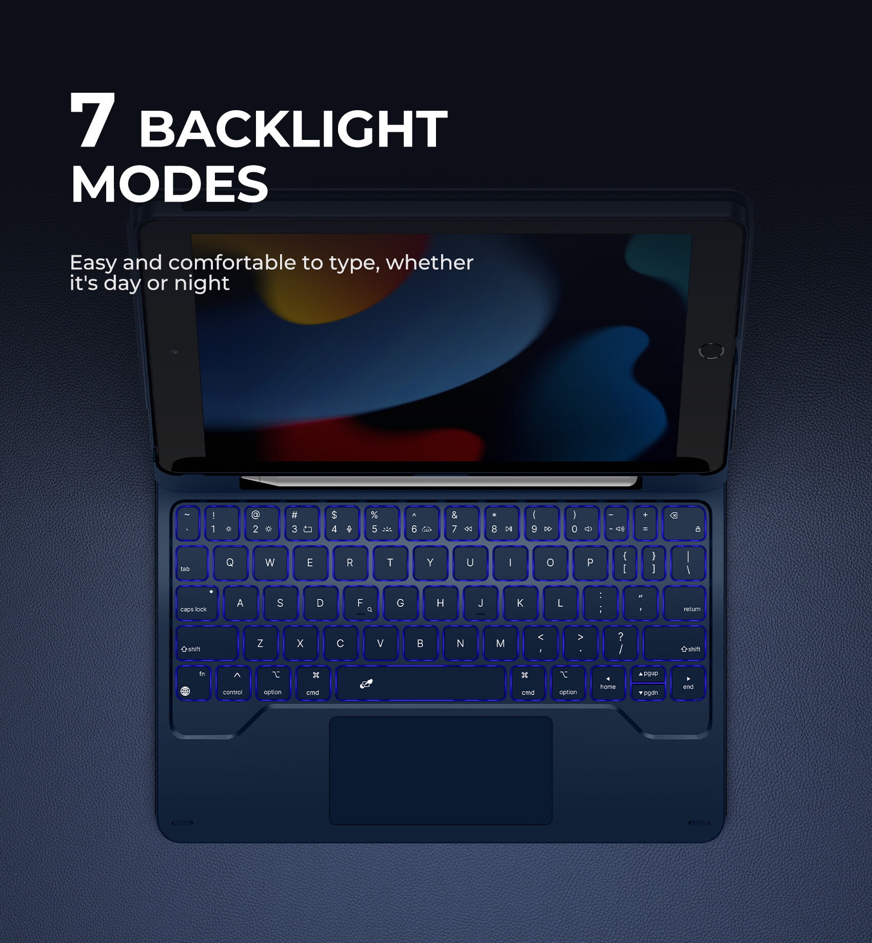 Dexnor for iPad 9th Generation Case with Keyboard Floating Cantilever Magnetic Stand Multi-touch Trackpad Backlit Pencil Holder Magic Style Keyboard Case for iPad 9th/8th/7th Gen 10.2 inch, Blue