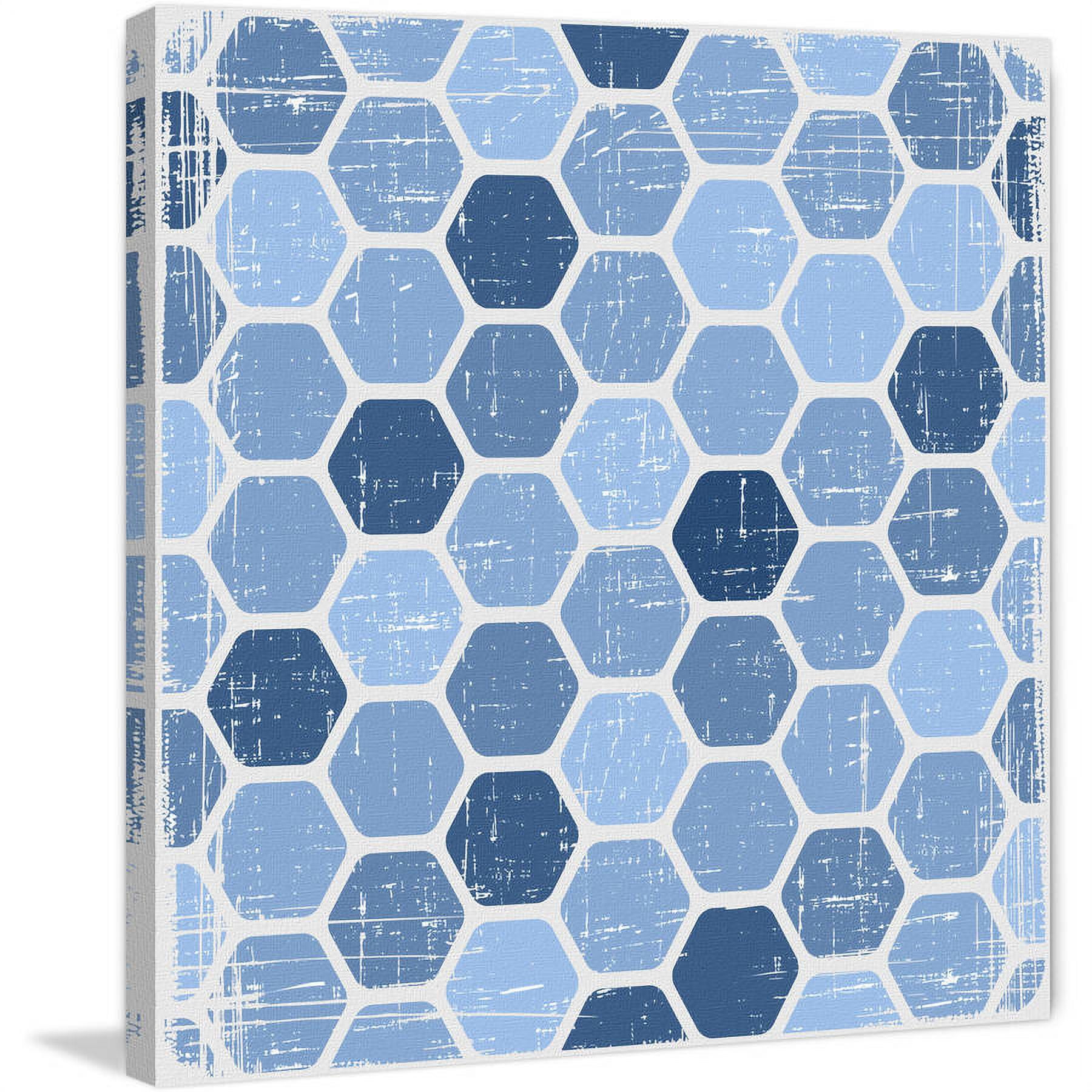 "Blue Honeycomb" Painting Print on Wrapped Canvas
