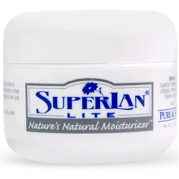 SuperLan Crema hidratante de lanolina 1 oz con aceite de jojoba - Fórmula cremosa ligera con lanolina de grado médico y aceite de jojoba - Hidratante para el alivio diario de la piel seca - Manos, pie