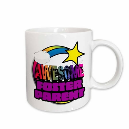 

3dRose Shooting Star Rainbow Awesome Foster Parent Ceramic Mug 15-ounce