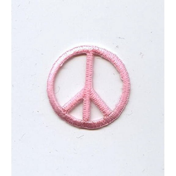 Small/Mini -  Pink Peace Sign - Iron on Applique/Embroidered Patch