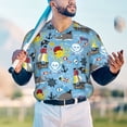 thumbnail image 5 of Rateoe Pirate Marine Animals Pattern Men’s Baseball Short Sleeve Polo Shirt, Midweight Men's Shirt Golf Shirt Polo Shirts Quick Dry Short-X-Large, 5 of 7