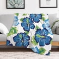 thumbnail image 4 of Blue Hibiscus Flowers Throw Blanket Gifts for Women 50"x60" Aloha Hawaiian Tropical Throw Blanket Ultra Soft Warm Fleece Blanket Novelty Unique Ideas Gifts Blankets Flannel Winter Blanket, 4 of 8