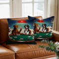 thumbnail image 3 of Abstract Animal Throw Pillow Cover Dog In The Room Playing Poker Games Cotton Linen Cushion Cover Throw Pillow Case with Invisible Zipper for Couch Sofa Bed Chair Car 16x16 Inch, 3 of 9
