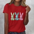 thumbnail image 2 of Pisexur Hauts de Printemps pour Femmes 2025, Hauts d'Entraînement Femmes, Hauts d'Entraînement Femmes T-Shirt Imprimé Manches Courtes Col Rond Chandail à la Mode Rouge, m, 2 of 5