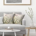 thumbnail image 3 of Spring Flower Pillow Covers 16 X 16 Inch Set of 2, Sage Green Leaves Floral Throw Pillow Covers Wildflower Herbs Plant Outdoor Farmhouse Decorative Pillows for Couch Sofa Home, 3 of 6