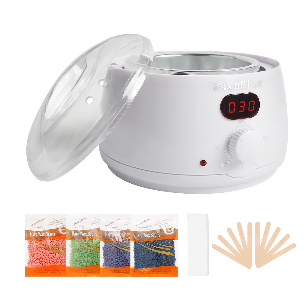 Wax Warmer Kit Hair Removal Tool Kit Waxing Machine with 4 Flavors Hard