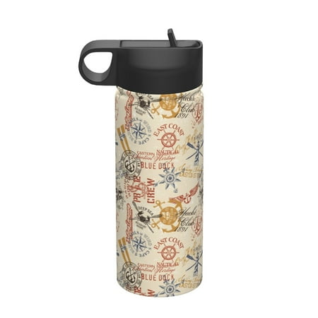 

Matuu Vintage Nautical for 18oz Durable Thermal Cups Keep Drinks Cold & Hot Insulated Coffee Mug with Lid (With Straw)