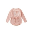 thumbnail image 2 of Elippeo Autumn Infant Baby Girl Knit Jumpsuit 6M 9M 12M 18M 24M Flower Embroidery Long Sleeve Drawstring Waist Romper Fall Clothes, 2 of 10