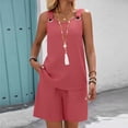 thumbnail image 5 of TaTaai Women Solid Color Spaghetti Strap Crew Neck 2 Piece Set Sleeveless Top Shorts Loose Fit Lightweight Breathable Machine Washable No Fading Daily Casual Street Summer Wear Gift, 5 of 5