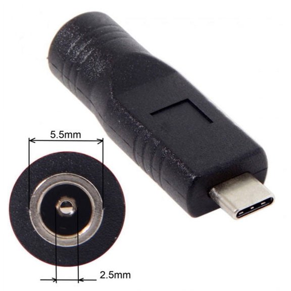 CY DC Jack 5.5*2.5mm Input to USB-C Type-C Power Plug Charge Adapter for Laptop Phone
