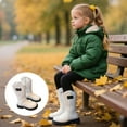 thumbnail image 5 of LYHaoo Girls Glitter Pearl Chain Boots Fashion Girls British Style Short Boots Fall Winter Big Kids Leather Soft Sole Ankle Boots Sizes 10 Beige(Little Kid), 5 of 6