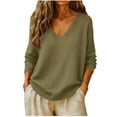 thumbnail image 3 of Womens Knitted Sweaters Dressy Casual Lightweight V Neck Long Sleeve Pullover Knit Top,Office Workwear,Fall Winter Layering, 3 of 8