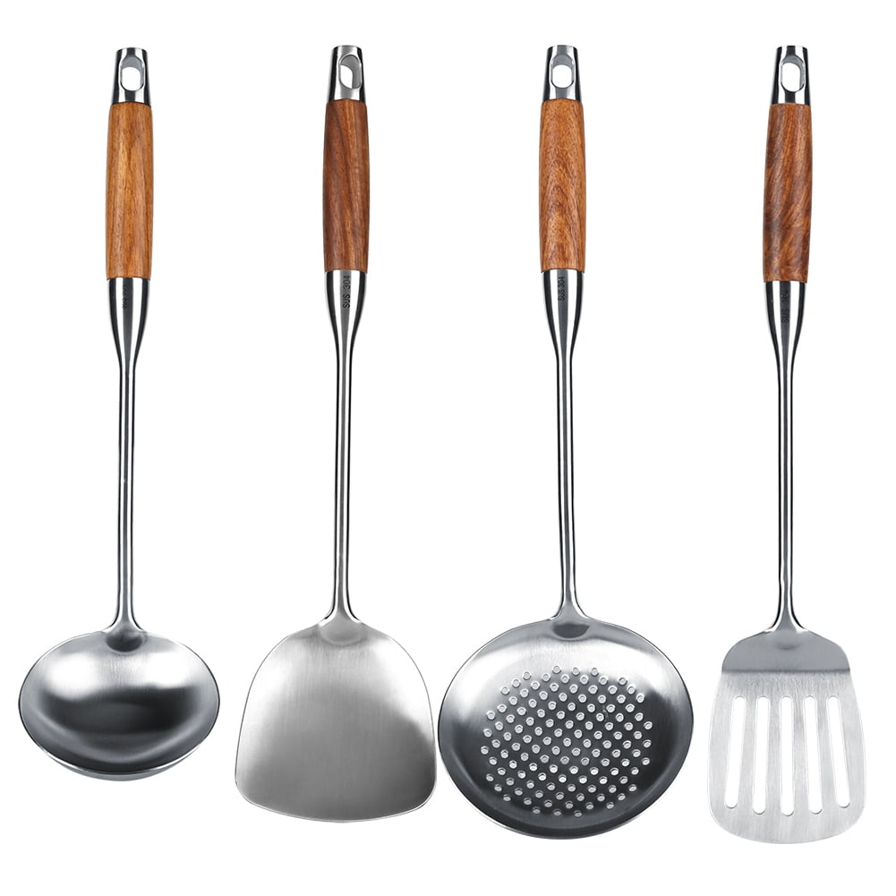 Fournitures de Cuisine, 4 Pcs/ensemble Pièces de Cuisine en Acier Inoxydable 304 Kit Spatule Confort Ultime