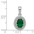 thumbnail image 3 of Sterling Silver w/ Green and White CZ Oval Pendant Charm, 3 of 4