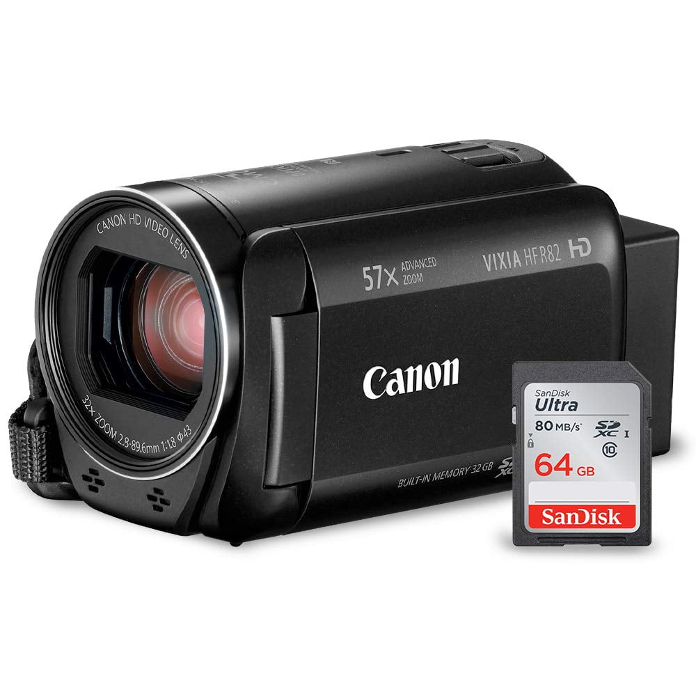 Canon Vixia HF R82 HD Camcorder Deluxe Bundle W/ 64 GB SD Card