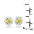 thumbnail image 2 of Precious Stars Silvertone Yellow Cubic Zirconia Halo Stud Earrings, 2 of 2