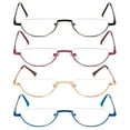 thumbnail image 2 of REAVEE 4 Pack Half Lens Reading Glasses for Women Retro Designer Alloy Spring Hinge Metal Frame Half Moon Readers with Pouch, Red Black Blue Gold 3.0, 2 of 4