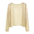 thumbnail image 2 of Women's Cropped Sheer Open Front Cardigan Lightweight Knit Beach Cover Up Comfy Casual Summer Tops Beige L, 2 of 4