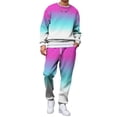 thumbnail image 2 of Mens Sweatsuits 2 Piece Casual Oversized Long Sleeve Sweatshirts And Gradient Print Sweatpants Outfits Athletic Sweatsuit, 2 of 5