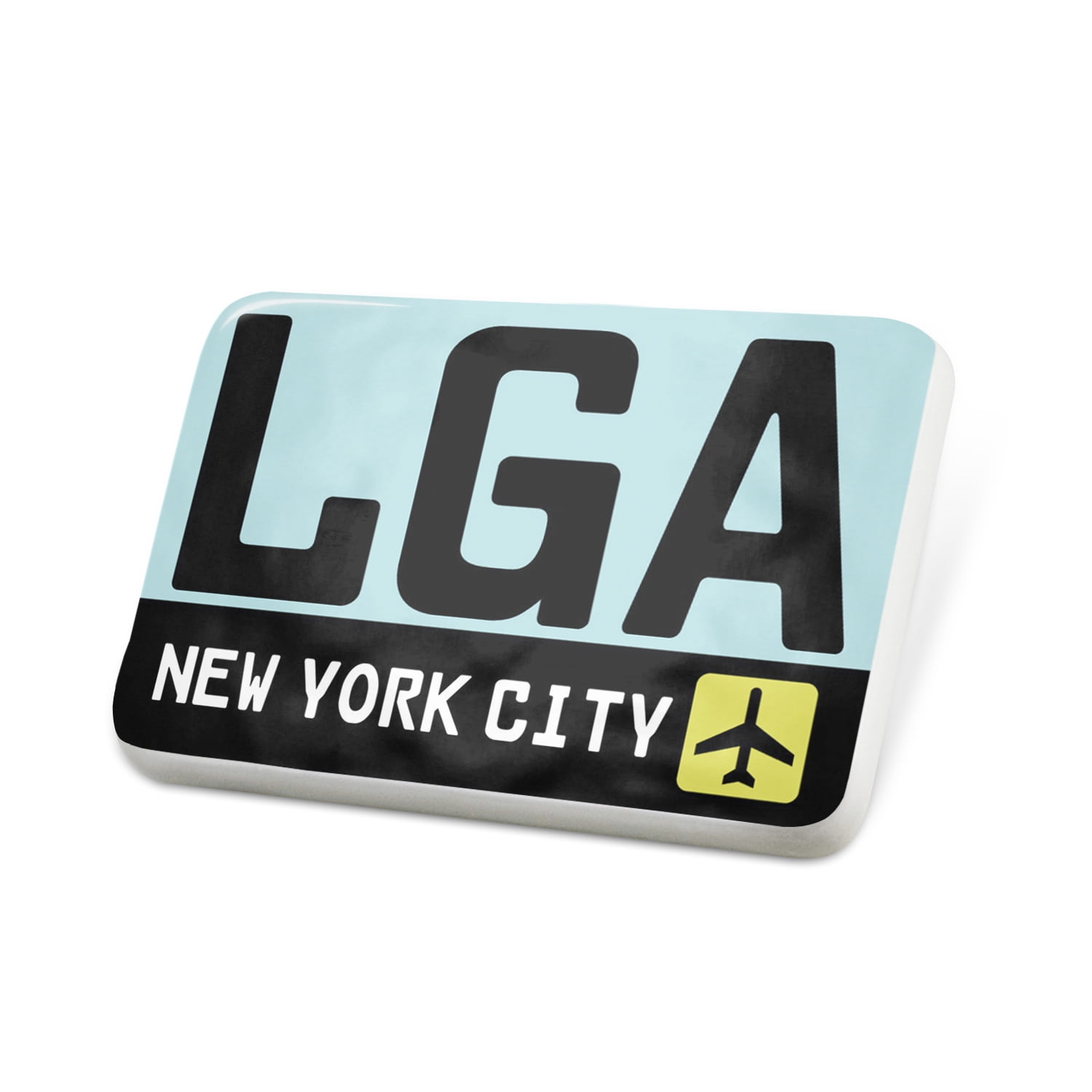 Porcelein Pin Airport code LGA / New York City country: United States Lapel Badge – NEONBLOND