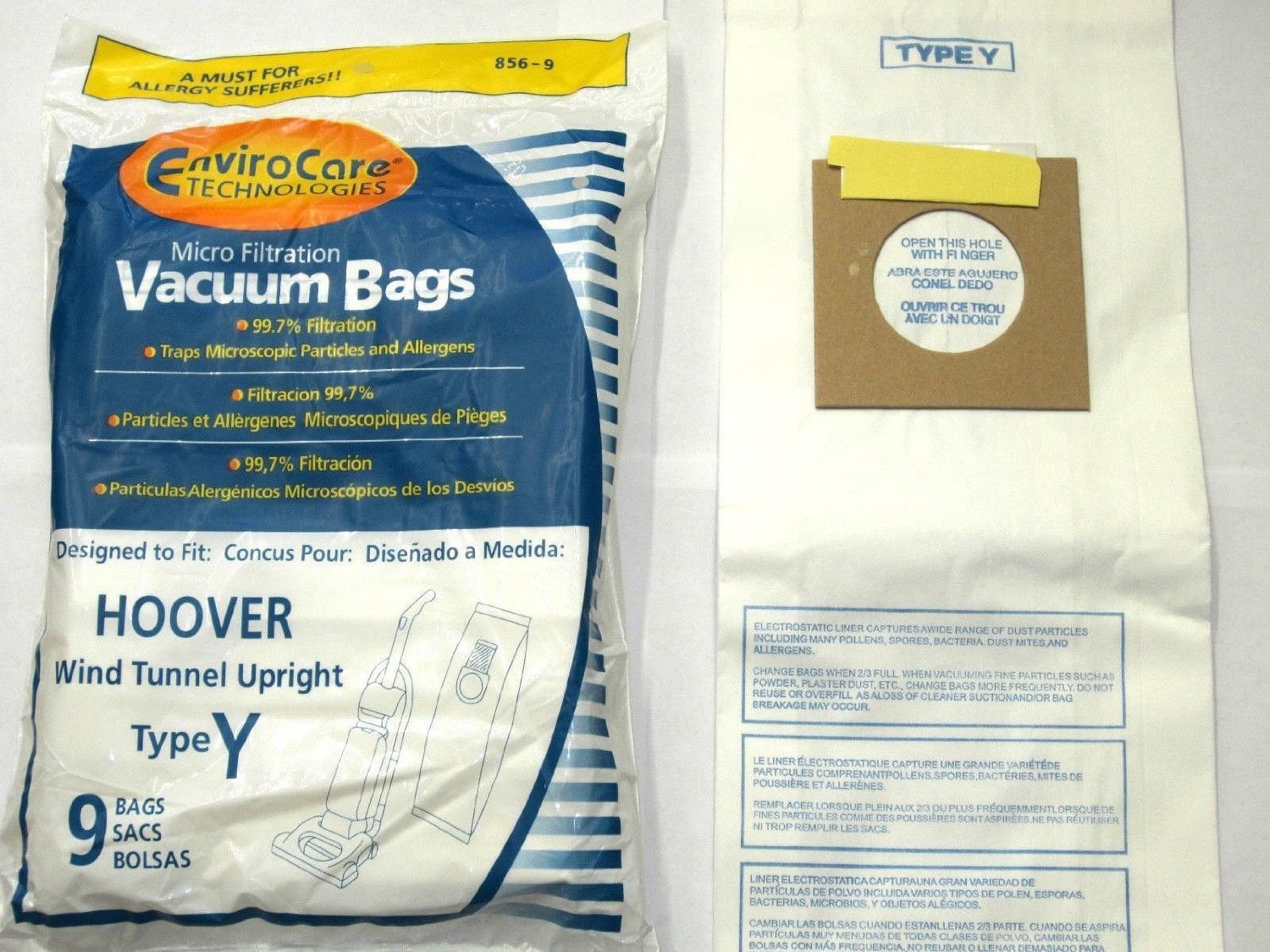 Details about   Hoover WindTunnel Upright Type Y Vacuum Bags Microfiltration with Closure 9 Pk 