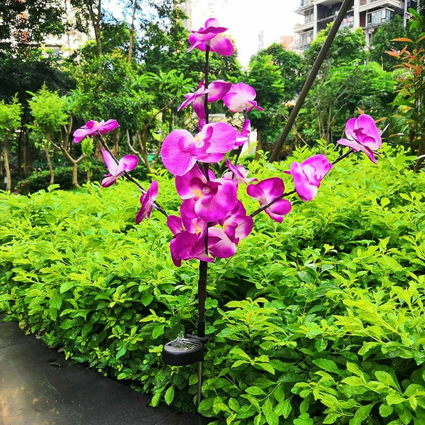 Lámpara de jardín con 20 luces solares de orquídeas y flores