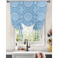 thumbnail image 3 of Blue Geometric Tie Up Curtains for Window, Contemporary Abstract Art Thermal Insulted Balloon Shade Adjustable Rod Pocket Curtains Valance Panels for Kitchen Bathroom Café 42 x 54, 3 of 7