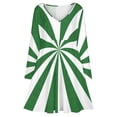 thumbnail image 3 of Aesthetic Emerald Green And White Sunburst Long Sleeve Dresses For Women Vintage Elegant Party Dress Oversized V-neck Dress S-8XL, 3 of 7