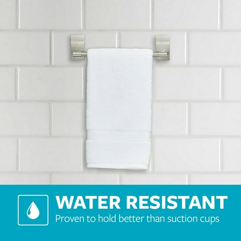 Command Satin Nickel Hand Towel Bar, Towel Bar, Holds lbs,