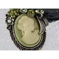 thumbnail image 4 of Victorian Lady Portrait Cameo Pendant Necklace Vintage Elegant Brooch Pin with Sparkly Crystal Rhinestones, Green, 4 of 5