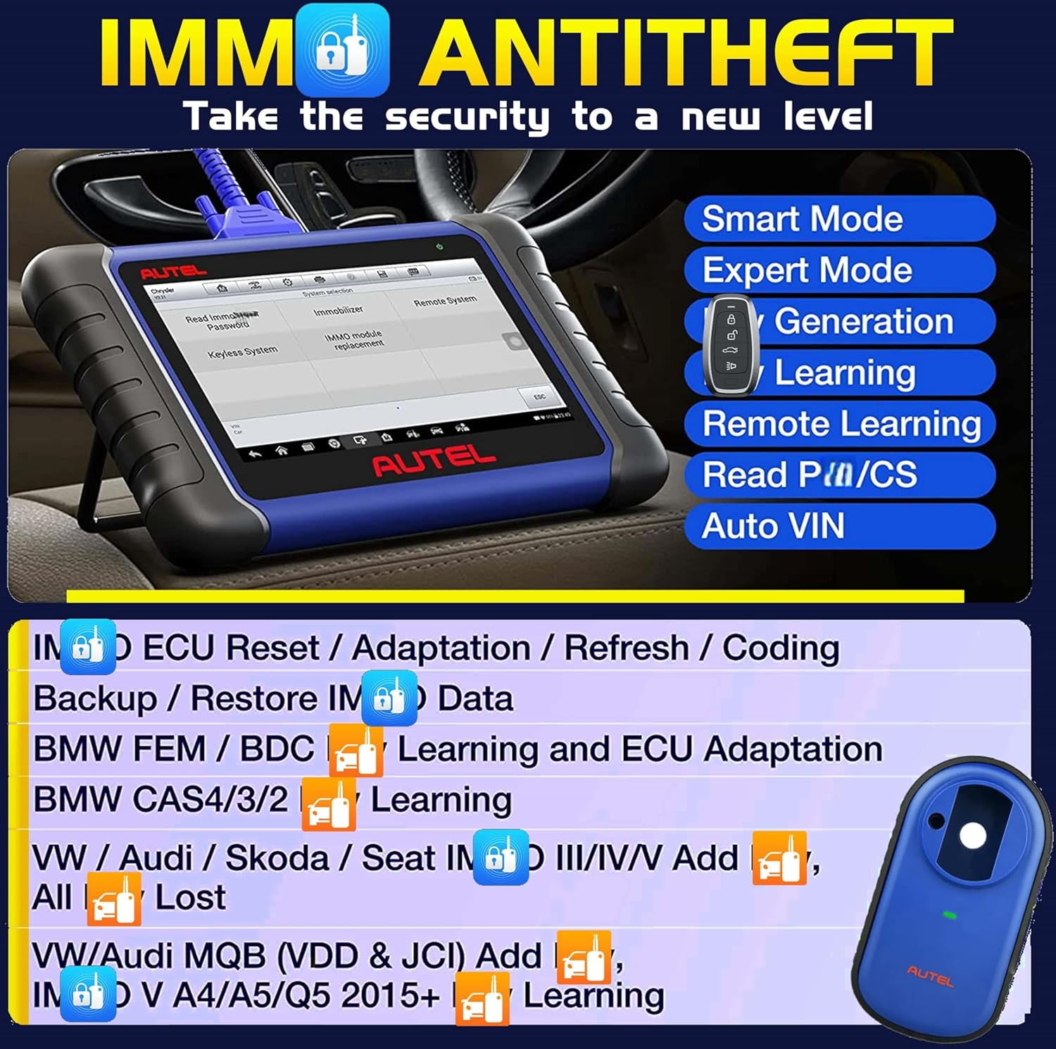 Autel IM508S Scanner with XP200, IMMO Key Programming Tool, All System Diagnostic Scanner, Bidirectional Scan, 3000+ Tests, 40+ Services, OE Diagnostics, Update of KM100/IM508