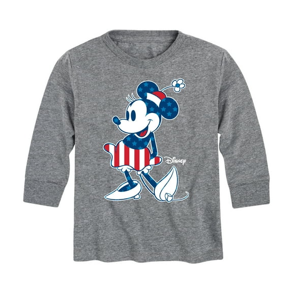 Disney - Americana - Minnie Flag Pattern - Toddler And Youth Long Sleeve Graphic T-Shirt