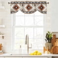 thumbnail image 3 of Brown Gray Boho Tie Up Valance Curtains for Windows, Kitchen Curtains Window Treatments, Southwestern Ethnic Abstract Geometric Short Window Shades Valances for Bedroom Bathroom Cafe 42"x18", 3 of 8