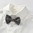 thumbnail image 5 of LWNYDPLSD Kids 3 Piece Suits Set Formal Gentleman Tuxedo Suit for Newborn Boy Wedding Graduation Dress Suit with Checkered Striped Vest+Shorts+Bowtie Button Down Short Sleeved Shirt Outfits, 5 of 8