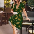 thumbnail image 3 of Susaid Hohey Bee Pattern Women's Casual Floral Print Crewneck Short Sleeve A Line Boho Maxi Dress, 3 of 6