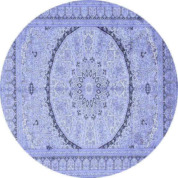 Ahgly Company Indoor Round Medallion Blue Traditional Area Rugs, 6' Round