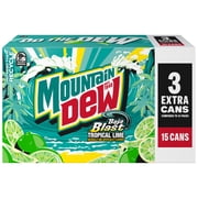 Mountain Dew Baja Blast Soda Tropical Lime, 12 fl oz, 15 Count