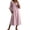 Pink, variant on Dvprdro Ruffle Collar 3/4 Sleeve A Line Midi Dress for Women Loose Fit Solid Color Casual Summer
