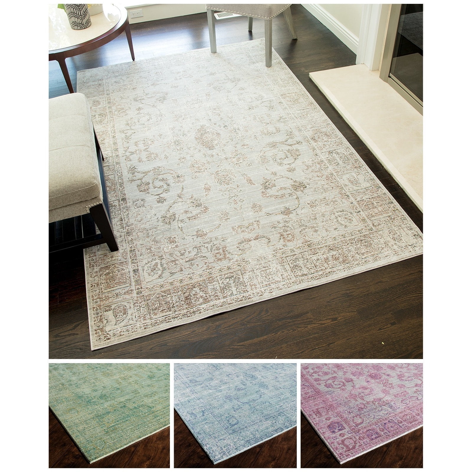 Rugs America Goddess Purple Floral Area Rug Blue