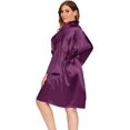 thumbnail image 4 of GFDYREE Women's Plus Size Satin Robes Plus Size Silky Kimonos Robes Sleepwear,Short, 4 of 5