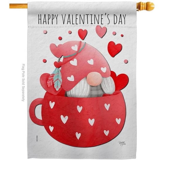 Breeze Decor H120045-BO Gnome Love You Springtime Valentine Double-Sided Garden Decorative House Flag, Multi Color
