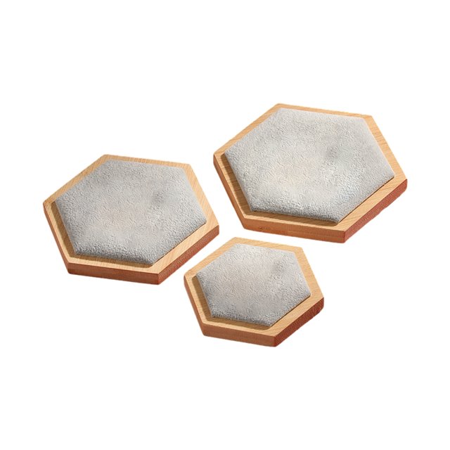 Minnieouse Bandeja de exhibición hexagonal con superficie de terciopelo, textura suave y protección a prueba de arañazos, 3 pack/lote Ropa, zapatos y accesorios Miscelánea Gris