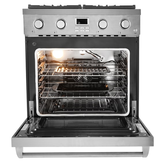 30 in Gas Range Oven 4 Sealed Burners Convection Oven in Stainless Steel